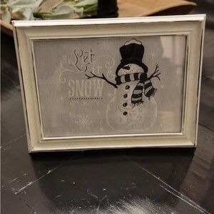 Farmhouse Snowman Let it Snow picture 5x7 w/frame